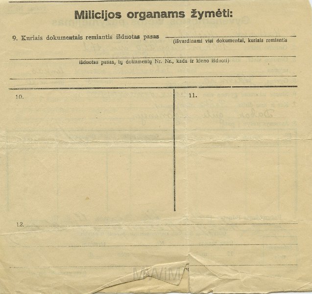 KKE 5434-3.jpg - (litewski-rosyjski) Dok. Zaświadczenie o miejscu zamieszkania wydane przez rejonowy urząd do spraw meldunku dla Michała Katkowskiego, Wilno, 11 VI 1941 r.